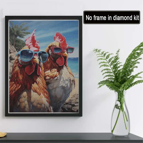 Vista 2 de Reofrey Accesorios de pintura de diamantes, gallo DIY, kits de arte de diamantes, kits de pintura de diamantes 5D para adultos, punto de cruz