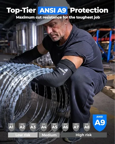 Vista 2 de toolant ANSI A9 Cut Resistant Arm Sleeves, Arm Guards for High Risk Work HPPE steel wire A9 max cut