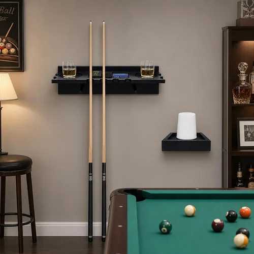 Vista 6 de Soporte para taco de piscina montado en la pared, accesorios