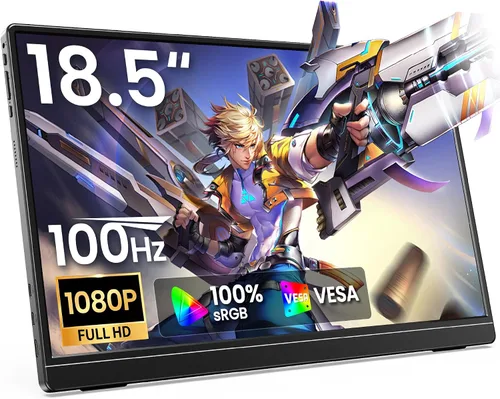 Vista 10 de Anyuse Monitor portátil FHD 1920 × 1200 de 14 pulgadas – USB-C HDMI ultrafina IPS pantalla de viaje con altavoces, HDR Plug & Play, brillo de 400