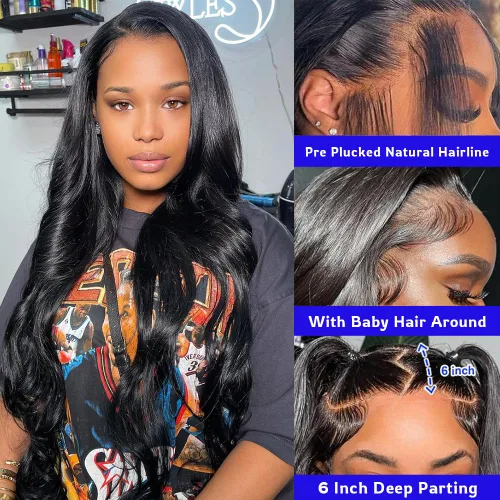 Vista 2 de Pelucas de cabello humano con encaje frontal HD de 13 x 6 pulgadas, densidad 200, pelucas de cabello humano ondulado con encaje frontal