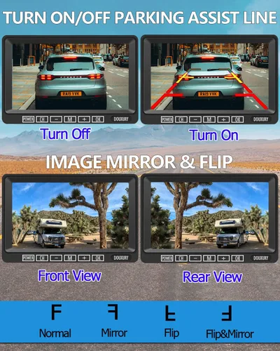 Vista 5 de Cámara de respaldo inalámbrica para autocaravana DOUXURY IP69 impermeable con ángulo de visión amplio de 170°, cámara de visión trasera HD 1080P +