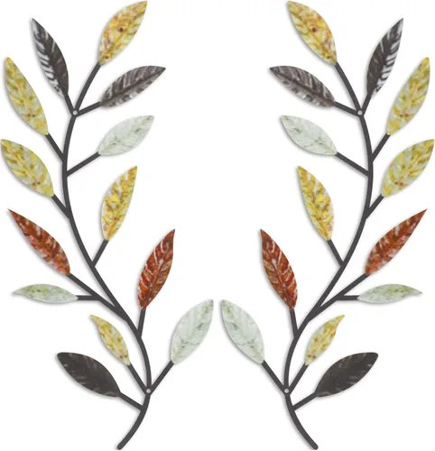 Vista 9 de Zhengmy 2 piezas de metal hoja de árbol decoración de pared de hoja de olivo vid hoja de olivo arte de pared sala de estar, decoración de pared