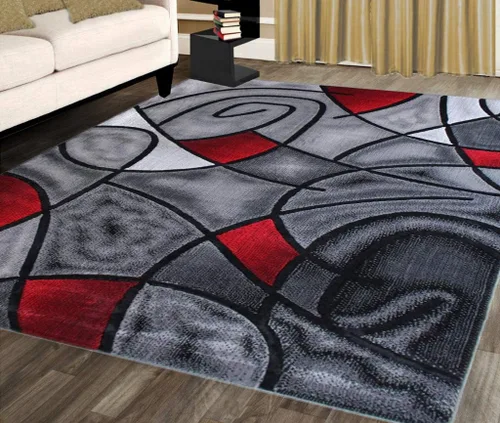 Vista 13 de Masada Rugs, Alfombra moderna y contemporánea, azul, gris y negro (2 pies x 3 pies)