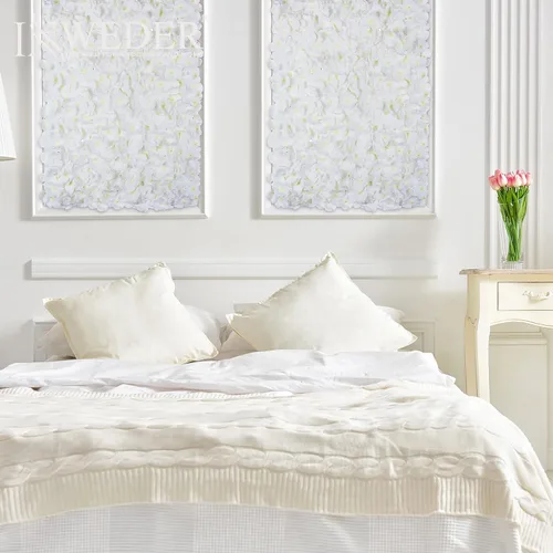 Vista 4 de Inweder Panel de pared de flores, decoración floral blanco marfil, flores falsas, fondo de hortensias artificiales 3D para bodas, fiestas, 6 piezas