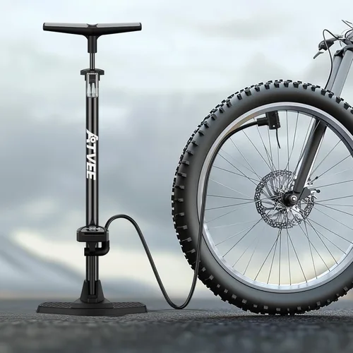 Vista 2 de Bike Pump, 25” Height Full Size Bicycle Pump with 160 PSI High Pressure, Bike tire Pump with Presta and Schrader Valve, Bike Air Pump for Bike
