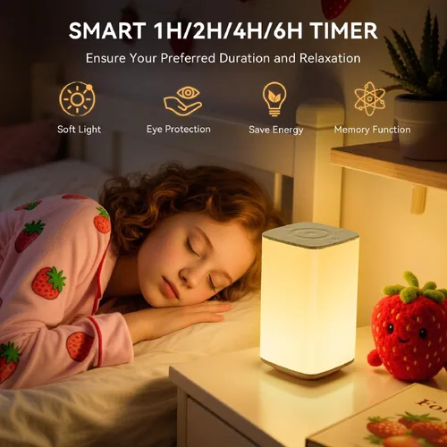 Vista 5 de Auxmir Luz Nocturna para Guardería para Niños, Lámpara Nocturna Regulable por Toque con 256 Cambios de Color RGB para Bebé Adulto, Lactancia, Ayuda