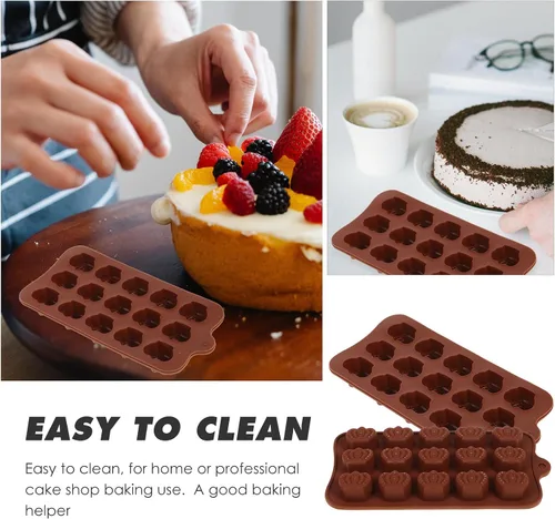 Vista 7 de Cabilock 2 moldes de silicona para dulces, moldes de chocolate, moldes de corona, moldes de gomitas, molde de silicona para hornear, bandeja