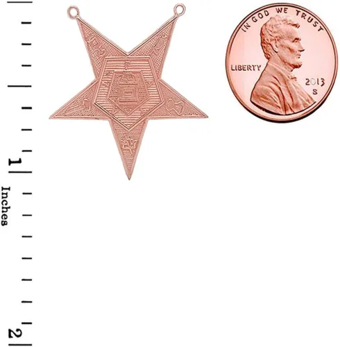 Vista 2 de Collar masónico con certificación Orden de la Estrella Oriental (OES) de oro de 14 quilates.