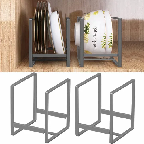 Vista 10 de 2PCS Organizador de Soportes para Platos, Estante de Exhibición y Almacenamiento de Platos de Metal para Secado para Gabinete, Mostrador y Armario