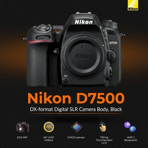 Vista 2 de Nikon D7500 DX-Format DSLR Cámara con AF-S DX NIKKOR 0.709-5.512 in f/3.5-5.6G ED VR, paquete con tarjeta de memoria de 32GB, bolsa, kit de filtro