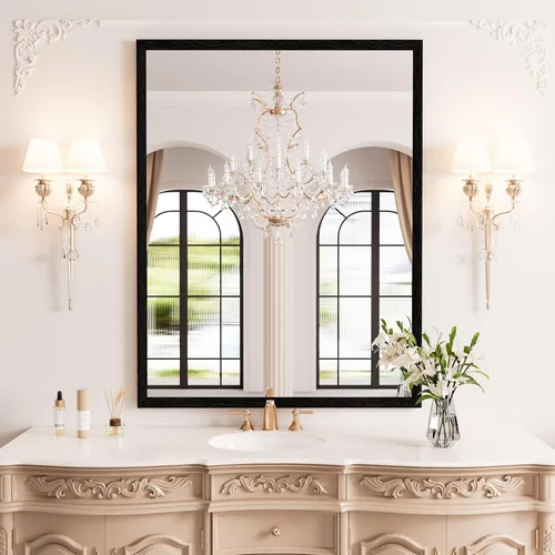 Vista 37 de WEER - Espejo de baño con luces LED, 50x70cm, espejo de tocador montado en la pared, 3 colores regulables, almohadilla antiempañante retroiluminada
