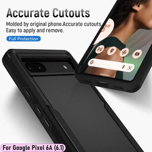 Vista 5 de Funda híbrida de doble capa para Pixel 6A de 6.1 pulgadas, resistente a los golpes, resistente a los golpes, con 1 soporte magnético para automóvil