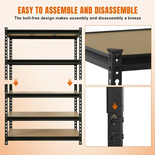 Vista 8 de Big RED Estantería de almacenamiento, 5 niveles ajustables, estantes de garaje de metal resistente/estante de utilidad para cocina, despensa