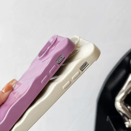 Vista 4 de Caseative Funda para iPhone 11, funda suave con forma de onda rizada con patrón de ondulación de agua (negro) Water Ripple Pattern Curly Wave