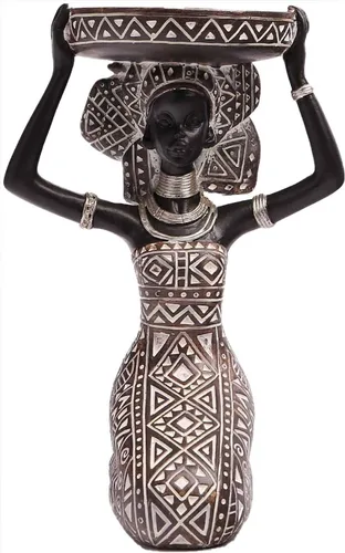 Vista 11 de Lescafita Juego de 3 Portavelas de Dama Africana – Figuras de Resina con Cuencos Dorados para Velas de Té o Velas de Pilar Pequeñas – Estatuas