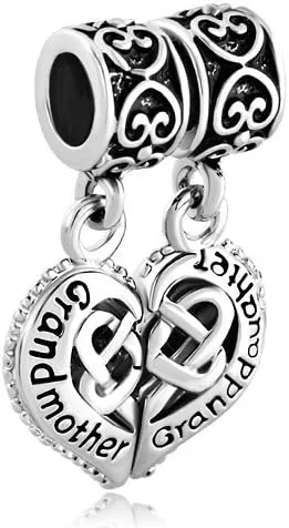 Vista 3 de LovelyCharms Abalorios de corazón para pulseras de abuelas y nietas, Cobre