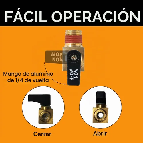 Vista 4 de SUNROAD - Paquete de 5 válvulas de drenaje de bola de latón mini válvula de bola, 1/4 pulgadas NPT macho para compresor de aire con cinta de sellado