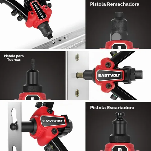 Vista 4 de Eastvolt Herramienta de tuerca de remache, remache de mano 3 en 1, pistola de remache, herramienta de tuerca de remache 3 en 1, incluye 60 tuercas