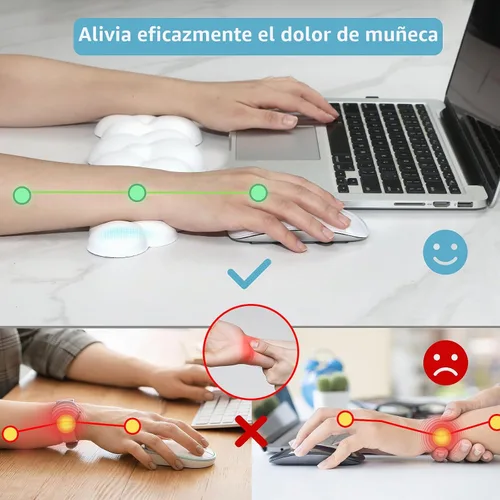 Vista 4 de Teclado reposamuñecas RUYEDE Cloud Espuma viscoelástica, piel sintética, diseño ergonómico, comodidad para escribir y aliviar el dolor