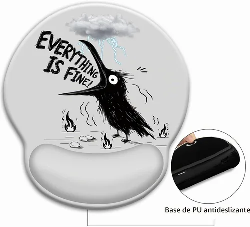 Vista 5 de Blusabaca - Alfombrilla para mouse con reposamuñecas, ergonómica, soporte para muñeca 0 Cuervo