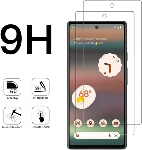 Vista 5 de Protector de pantalla transparente para Google Pixel 6a HD de vidrio templado, 2 unidades, dureza 9H, antiarañazos, protector de pantalla templado