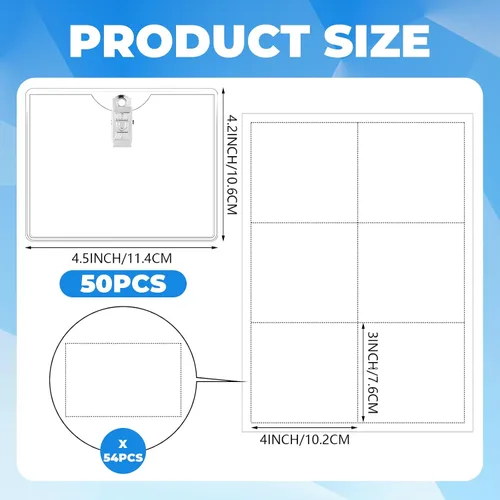 Vista 3 de Eaasty Etiquetas de nombre con clips e insertos imprimibles con clip, insignias de identificación transparentes personalizables con clips, PVC