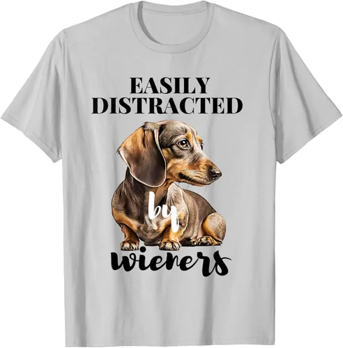 Vista 45 de Easy Distracted By Wieners Dachshund - Camiseta divertida para perro Weiner, Azul