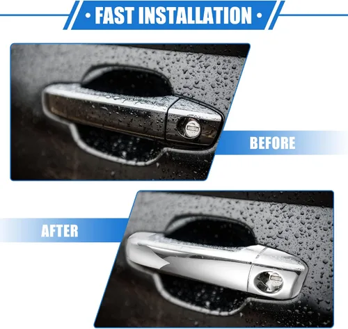 Vista 7 de Kit de cubierta para manija de puerta de auto, compatible con Toyota Tundra 2007-2018, plástico duradero tono plateado