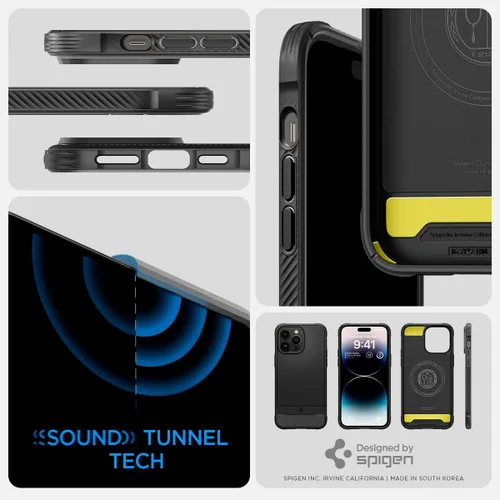 Vista 8 de Spigen Rugged Armor MagFit - Funda diseñada para iPhone 14 Pro Max (2022) [protección de grado militar] compatible con MagFit, color negro mate