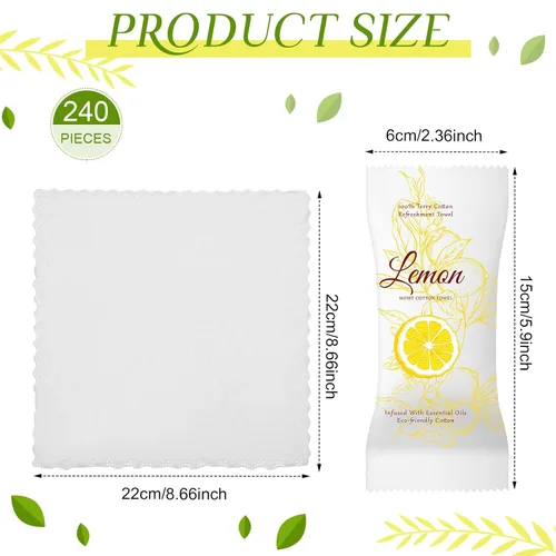 Vista 2 de VitalCozy 240 toallas de algodón húmedo, toallas húmedas envueltas individualmente, toalla facial desechable de 8.6 x 8.6 pulgadas, toallitas