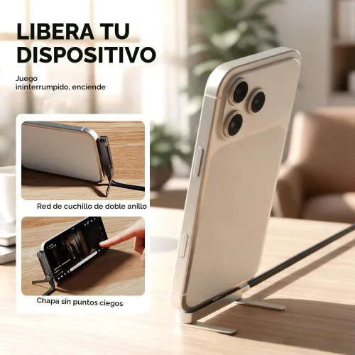 Vista 3 de Cable de carga trenzado de 240W con soporte para teléfono incorporado, 2026 Nuevo cable USB-C plegable y duradero de 90 grados, cable de carga 3