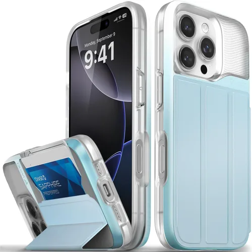 Vista 57 de VENA vCommute - Funda tipo cartera para iPhone 15, [protección contra caídas de grado militar] Funda de cuero con ranura para tarjetas con soporte