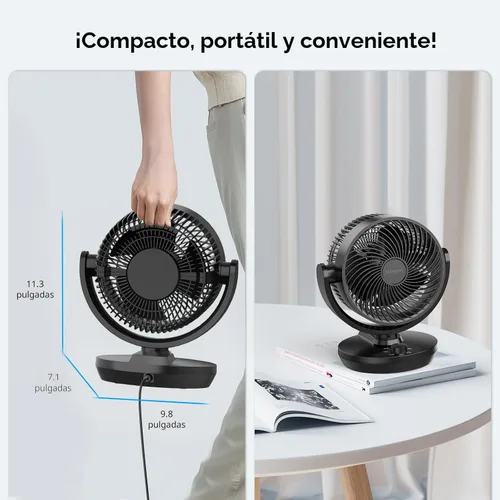 Vista 8 de DR.PREPARE Ventilador circulador de aire oscilante para dormitorio, ventilador de mesa potente de 11.3 pulgadas de altura, oscilación automática