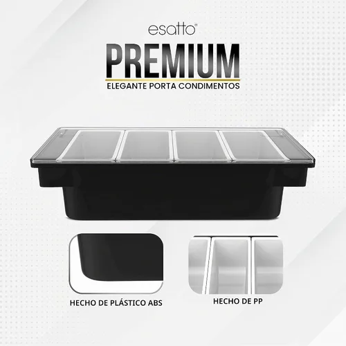 Vista 5 de Esatto - Porta condimentos para bar, bandeja de guarnición refrigerada con tapa para bar, 4 insertos de 1/2 pinta, con 12 vertedores para botellas