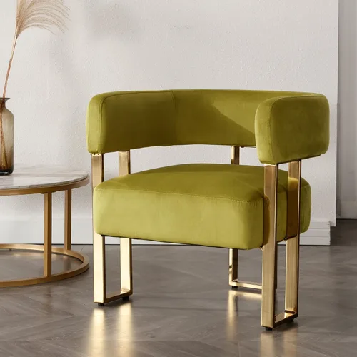 Vista 11 de Silla de acento barril para sala de estar con patas de metal dorado, silla lateral de terciopelo suave tapizada para dormitorio, sillón de lectura