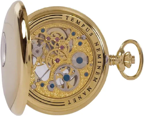 Vista 5 de Reloj de bolsillo vintage con cadena de Rapport - Reloj de bolsillo clásico Oxford Half Hunter con esfera esqueleto
