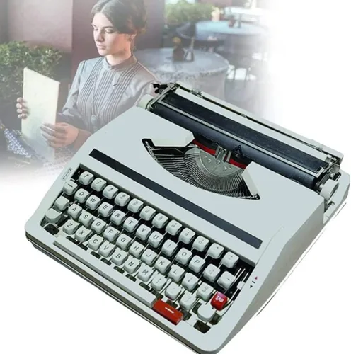 Vista 7 de Máquina de escribir manual a la antigua, máquina de escribir, botones flexibles y portátiles, escritura a mano clara, para letras, escritura Negro