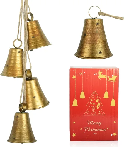 Vista 8 de Adornos dorados de campana de vaca para árbol de Navidad y puertas, decoraciones de interior para mujer
