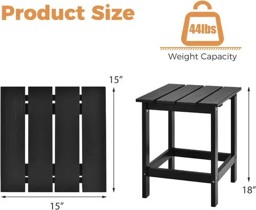 Vista 3 de Giantex Mesa auxiliar para exteriores, mesa auxiliar cuadrada de madera de 15 pulgadas con diseño de rejillas, construcción resistente, fácil