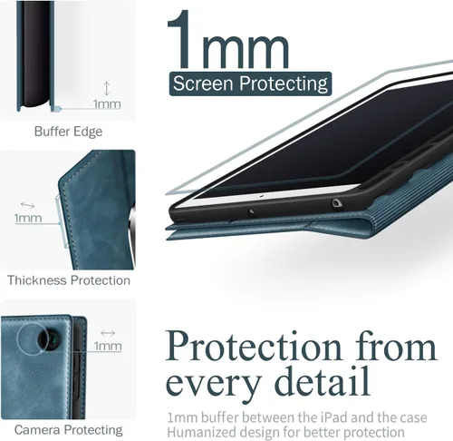 Vista 8 de Antbox Funda para iPad de 9ª generación (2021) iPad de 8ª/7ª generación con soporte para lápiz Función de reposo/encendido automático de cuero PU