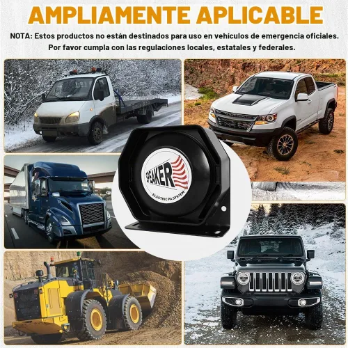 Vista 5 de Sirena de emergencia para policía 200W con sistema PA de múltiples tonos, bocinas delgadas con controlador de mano y micrófono, alarma electrónica