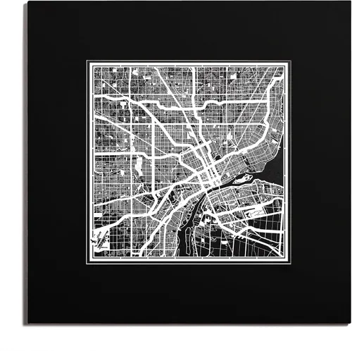Vista 49 de O3 Design Studio San Diego, CA Paper Cut Map Matted Grey 20x20 in Paper Art
