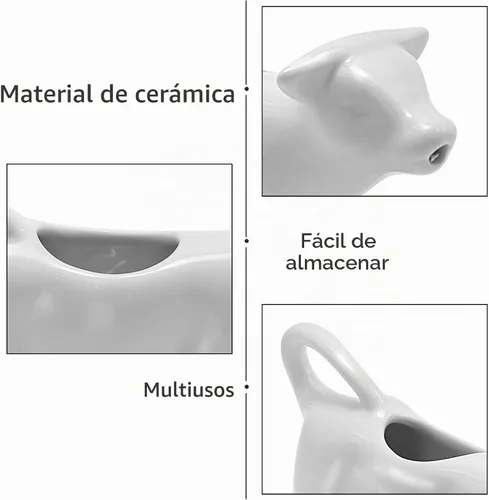Vista 3 de Crema de cerámica con forma de vaca y jarra de salsa, mini jarra de leche de 3.4 fl oz para café, té, cocina