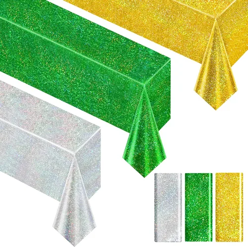 Vista 35 de Just Shimmer Mantel holográfico azul claro de 40" x 108" Decoración de fiesta rosa fuerte Día de San Valentín Fiesta de cumpleaños Decoración
