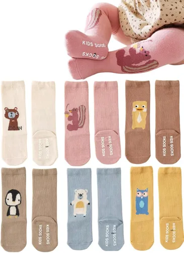 Vista 9 de Calcetines de rodilla antideslizantes para bebés y niños pequeños con agarre, calcetines antideslizantes para recién nacidos, para niños y niñas