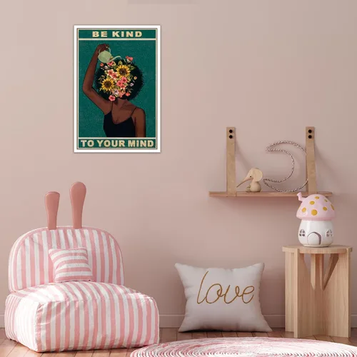 Vista 6 de Dcvjiy Póster retro con texto en inglés «Be Kind To Your Mind» de moda con texto en inglés «Be Kind To Your Mind» («Be Kind To Your Mind») con texto