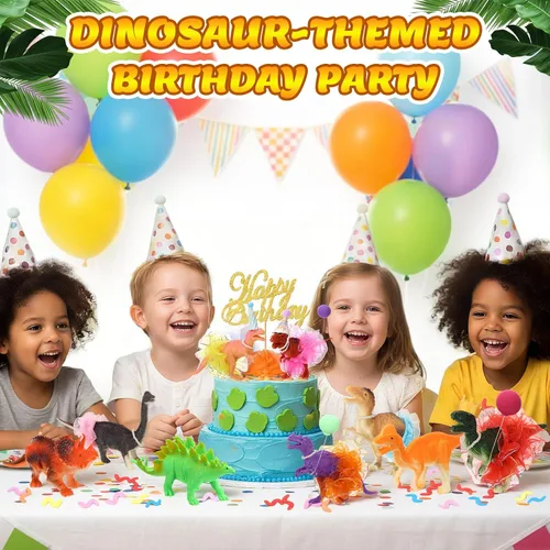 Vista 5 de Novabright 76 piezas de decoración de fiesta de dinosaurios para tartas