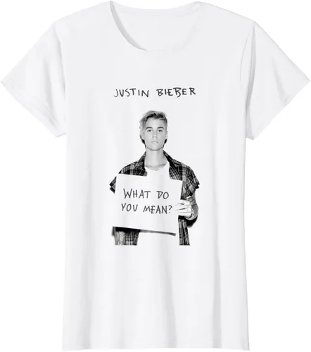 Vista 4 de Justin Bieber Camiseta oficial de What Do You Mean Single Cover B&W, Blanco