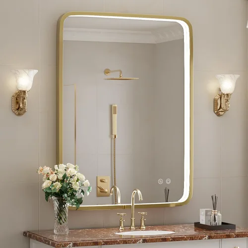 Vista 17 de Espejo Redondo Retroiluminado LED de 32 Pulgadas para Tocador, Espejo de Baño Iluminado Regulable 6000K Montado en Pared con Luces, Antivaho